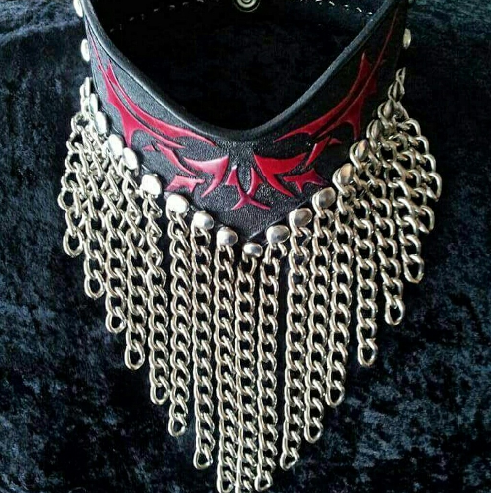 Hand tooled Leather Tribal Collar